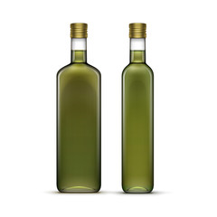 Vector Set of Olive Oil Glass Bottles Isolated
