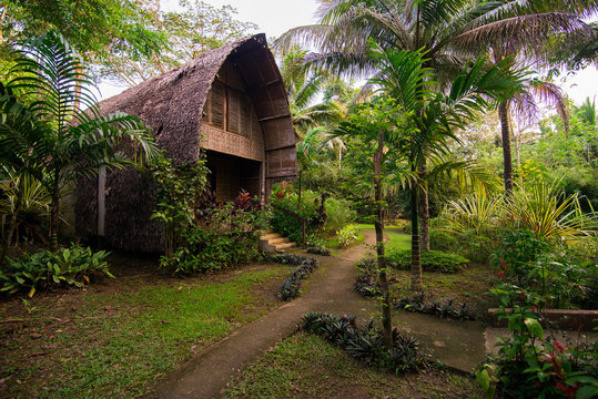 Small hut in butterfly garden