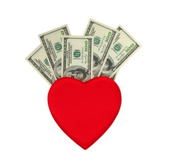Fototapeta na wymiar red heart and dolar