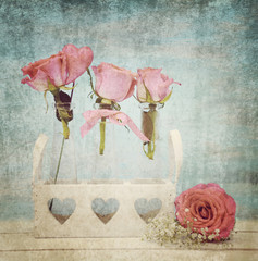 Grußkarte - Rosen in Vase - Shabby Chic