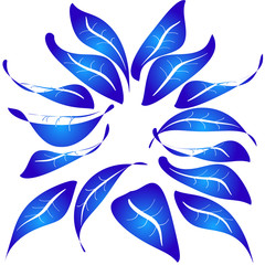 Set of blue leaves design elements