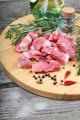 Raw meat, herbs and spices