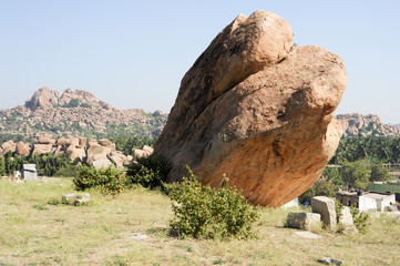 Landscape with unique mountain formation at Hampi © fotoember