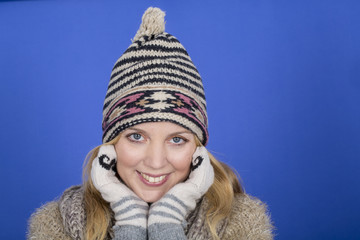 Model Released. Attractive Young Woman Wearing Woolen Hat