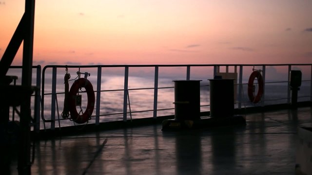 Sunset on the ship