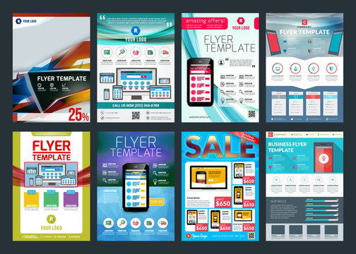 Set of abstract vector business flyer brochure design template