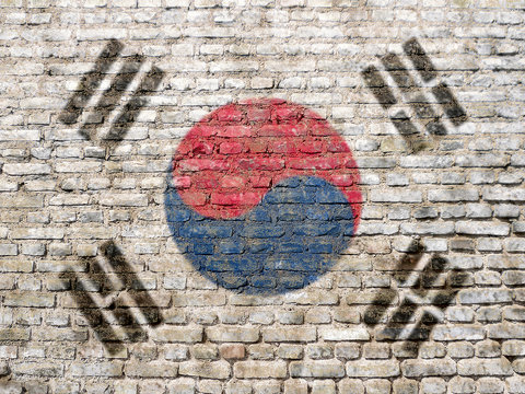 South Korean flag painted on wall