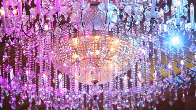 Big crystal chandelier and color light