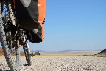 Fotobehang Long distance cycling in the Namib, Namibia © Travel Nerd