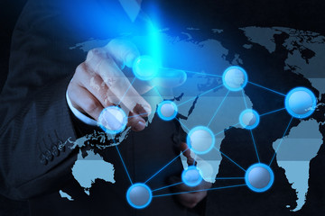  businessman working with new modern computer show social networ