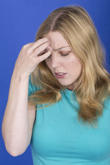 Fototapeta premium Model Released. Attractive Young Woman with Headache
