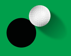 Golf ball on green