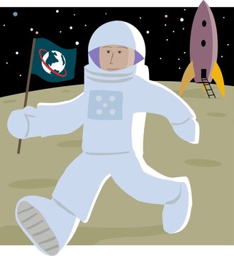 astronaut with flag