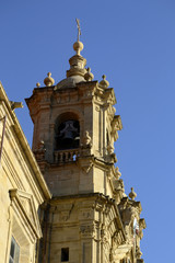 Fototapeta na wymiar saint Mary church campanile, San Sebastian, Spain