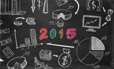 Business sketches on chalkboard