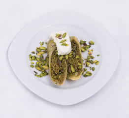 pistachio wrapping hürrem desert with milk cream