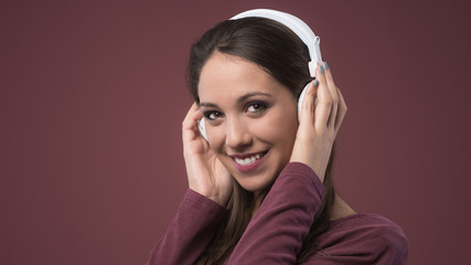 Smiling woman with headphones