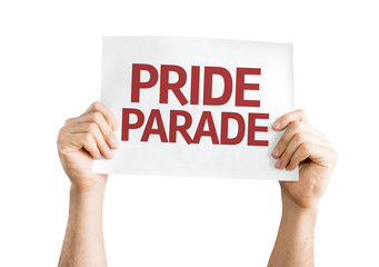 Pride Parade card isolated on white
