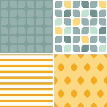 Vector abstract gray yellow rounded squares set of four marching