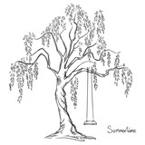 Tree With A Swing Vector Illustration Stock Image And