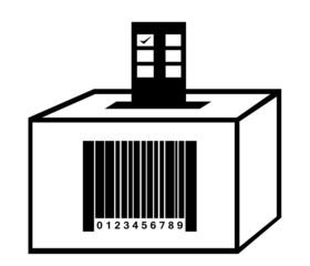 Code-barres sur une urne de vote