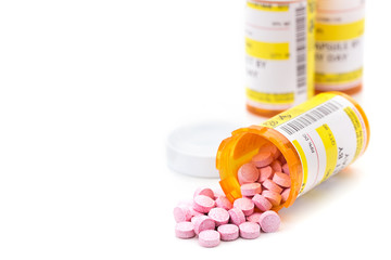 Prescription medication in pharmacy vials