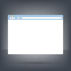 Opened browser window template on dark background . Past your