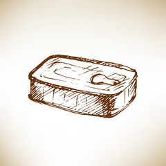 Tin can with ring pull. Vector illustration.