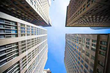 Fototapeta na wymiar New York Skyscrapers View Upward