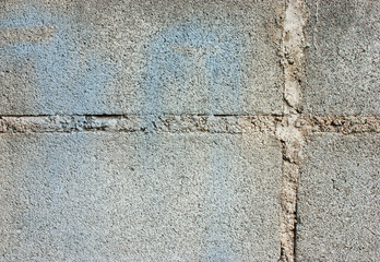 The surface of the concrete blocks.