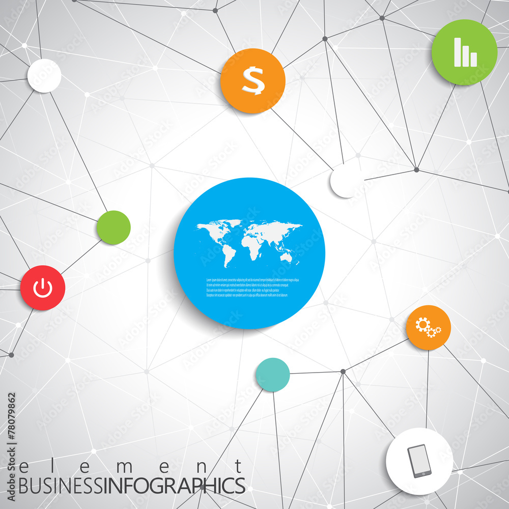 Poster modern infographic network template with place for your text