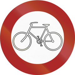 German sign prohibiting thoroughfare of bicycles on sundays and public holidays