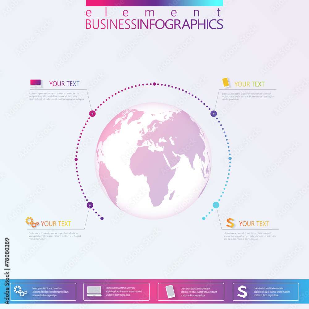 Poster modern infographic network template globe with place for your