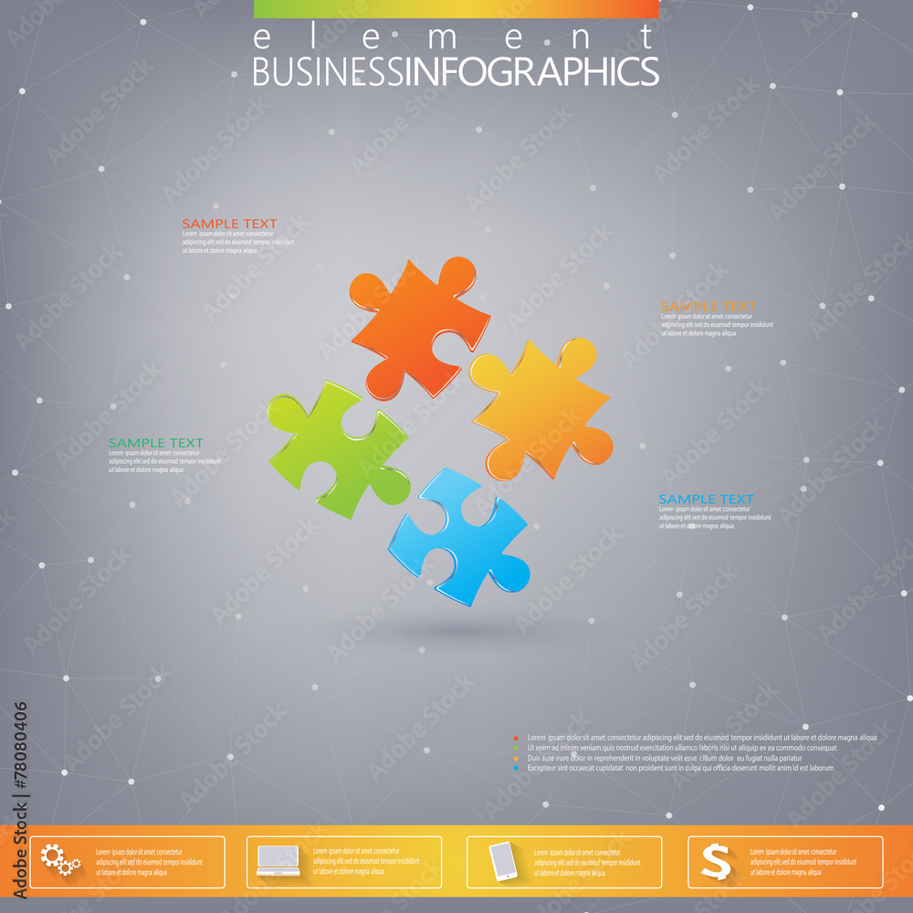 Poster 3d puzzle piece infographics . can be used for web design