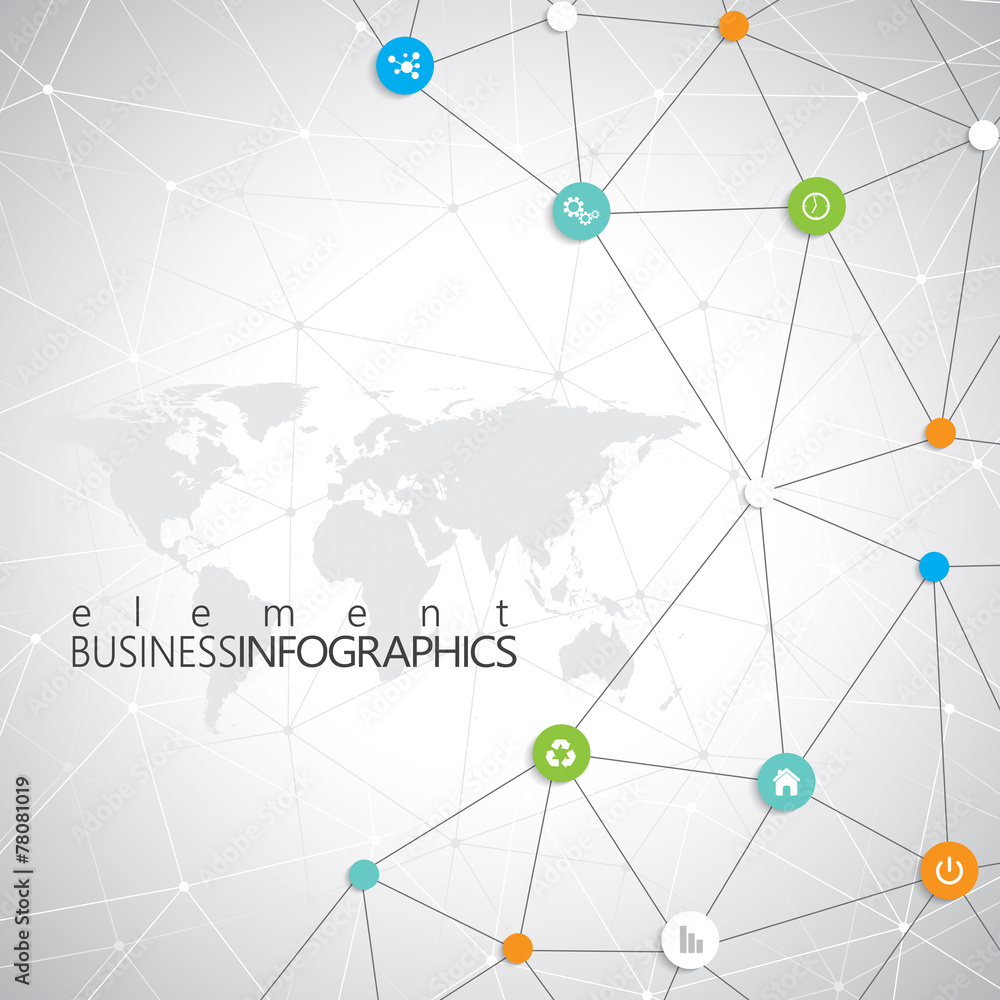 Poster Modern infographic network template with place for your text