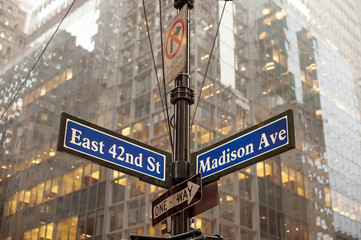 Corner of 42nd and Madison ave in midtown Manhattan