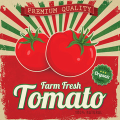 Colorful vintage Tomato label poster vector illustration - 78081091
