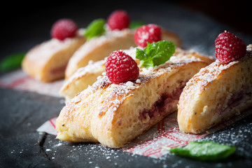 Raspberry sweet roll