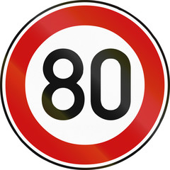 German traffic sign restricting speed to 50 kilometers per hour