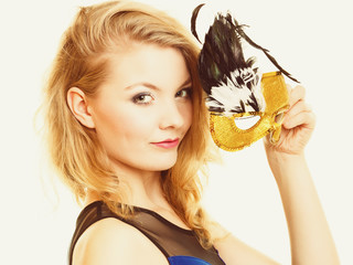 Masquerade. Beautiful girl in carnival mask