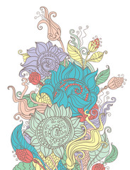 Fototapeta premium Hand Drawn retro flowers.