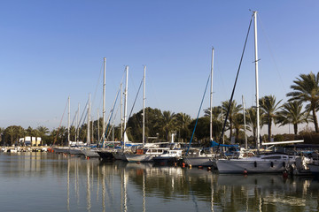Fototapeta na wymiar Yachts at the berth