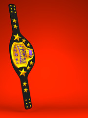 Champion Belt On Red Text Space