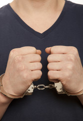 Prisoner locked in handcuffs