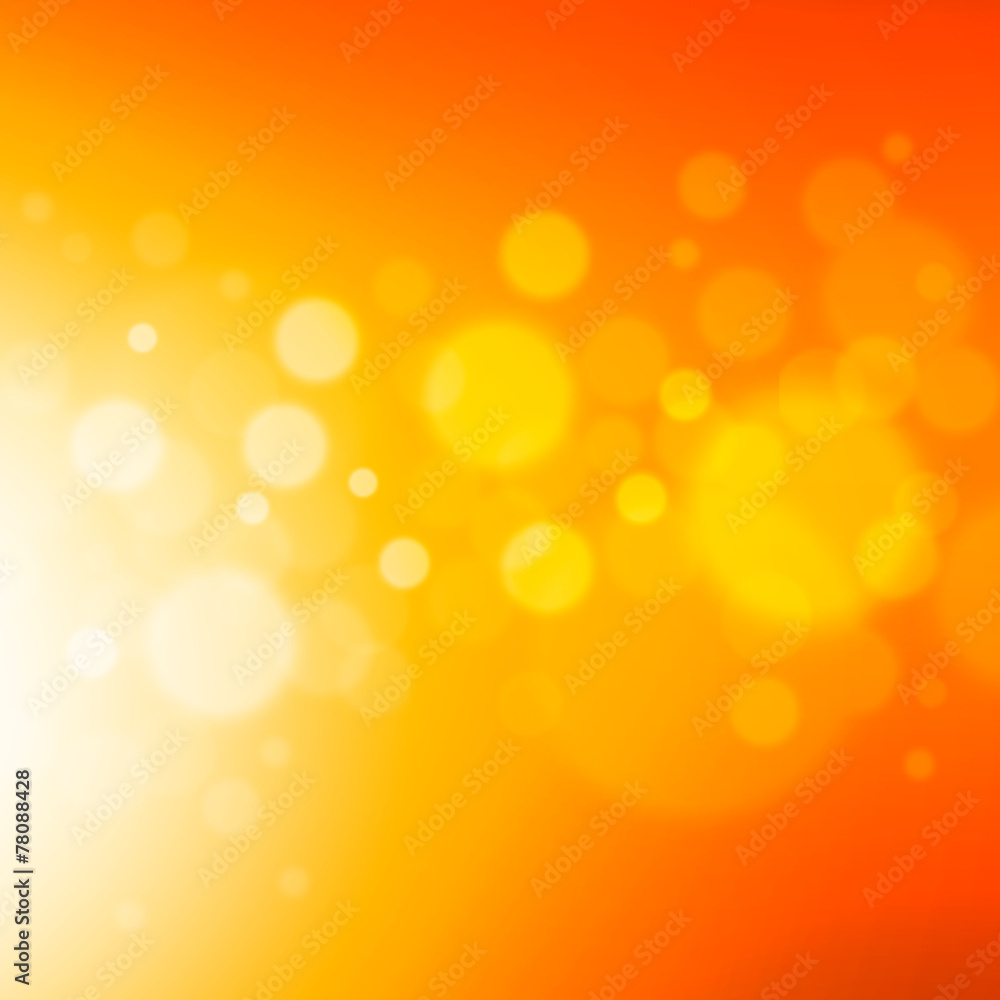 Wall mural orange blurry bokeh abstract background