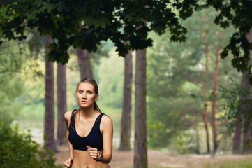 healthy fitness sporty woman running early in the morning in for