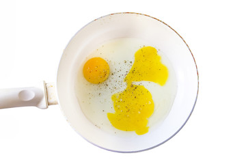 Scrambled eggs in a frying pan