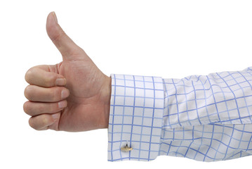 Thumbs Up businessman hand with thumb up positive agreement approval photo
