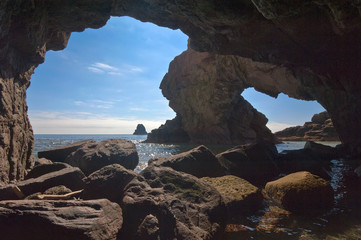 View from the grotto of the sea.