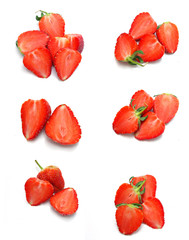 fresh strawberry slice on a white background